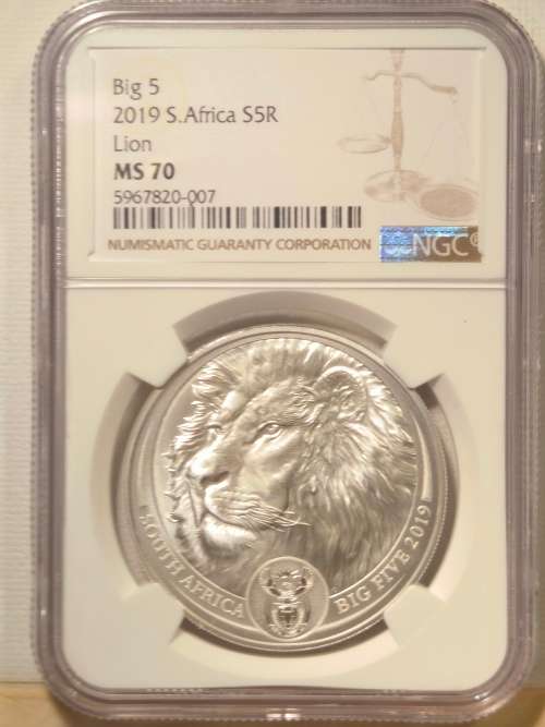 !!!!!!! R1 START !!!!!!!!!! 2019 FIVE RAND - BIG 5 LION -  Graded MS 70